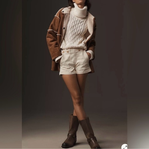 NWOT Anthropologie Pilcro The Kit High Rise Utility Shorts~ Crème~ 32 - Picture 6 of 11